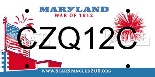 CZQ12C Maryland License Plate
