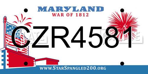 CZR4581 Maryland License Plate