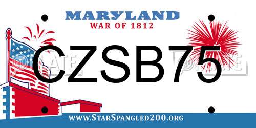 CZSB75 Maryland License Plate