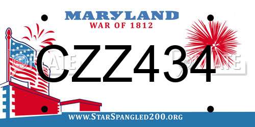 CZZ434 Maryland License Plate