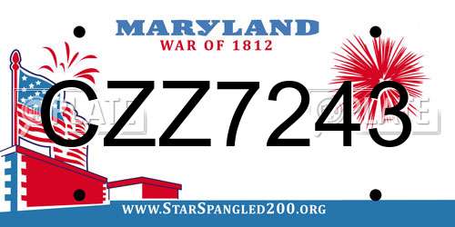 CZZ7243 Maryland License Plate
