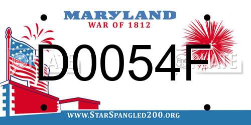 D0054F Maryland License Plate