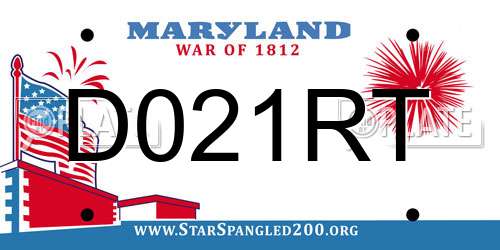 D021RT Maryland License Plate