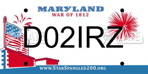 D02IRZ Maryland License Plate