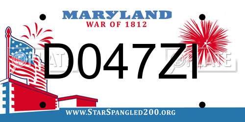 D047ZI Maryland License Plate