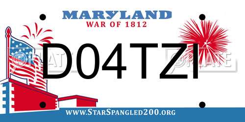 D04TZI Maryland License Plate