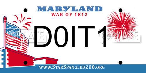 D0IT1 Maryland License Plate