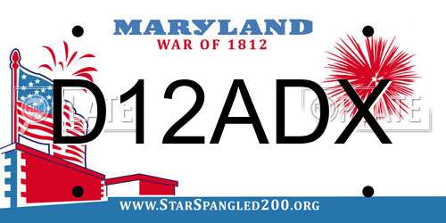 D12ADX Maryland License Plate