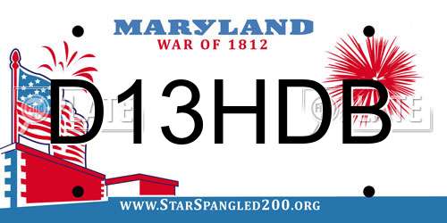 D13HDB Maryland License Plate