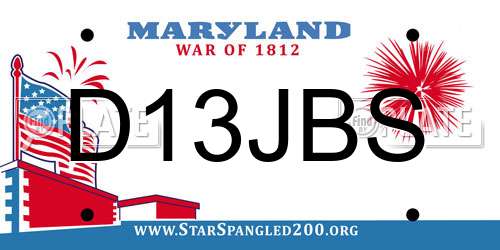 D13JBS Maryland License Plate