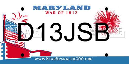 D13JSB Maryland License Plate