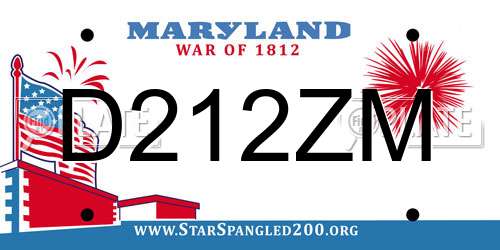 D212ZM Maryland License Plate