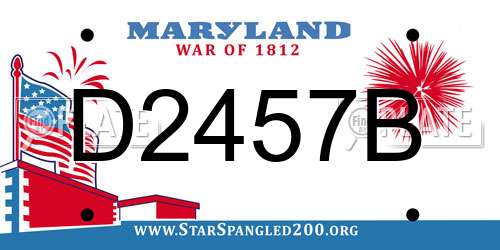 D2457B Maryland License Plate