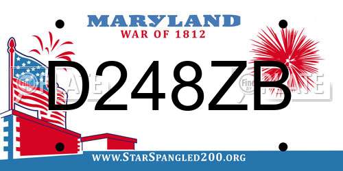D248ZB Maryland License Plate