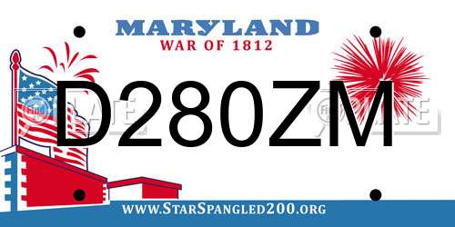 D280ZM Maryland License Plate