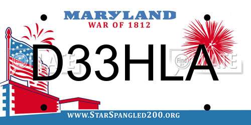 D33HLA Maryland License Plate