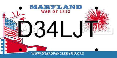 D34LJT Maryland License Plate