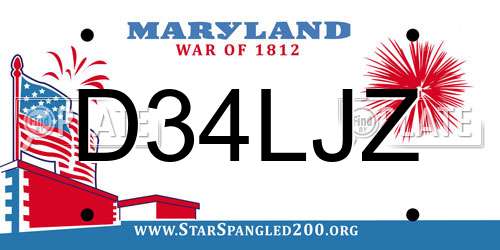 D34LJZ Maryland License Plate