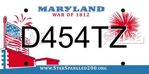 D454TZ Maryland License Plate