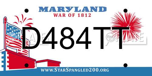 D484TT Maryland License Plate