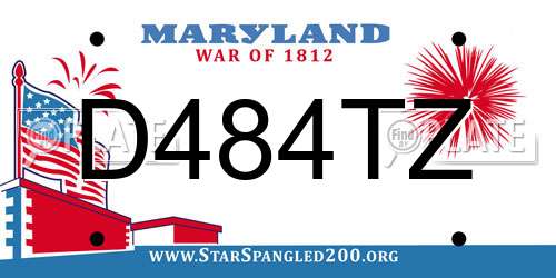 D484TZ Maryland License Plate