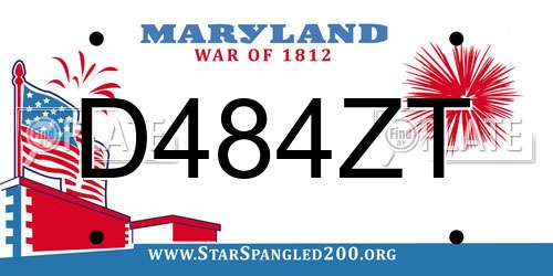 D484ZT Maryland License Plate