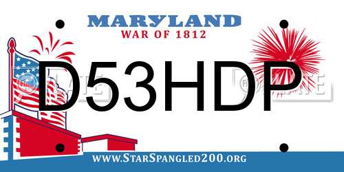 D53HDP Maryland License Plate