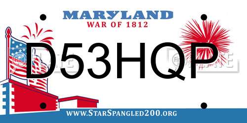 D53HQP Maryland License Plate