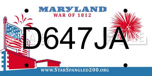 D647JA Maryland License Plate