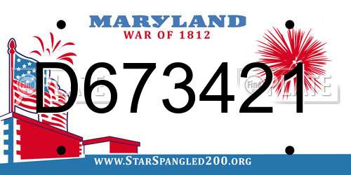 D673421 Maryland License Plate