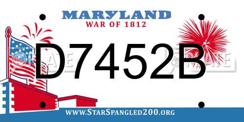 D7452B Maryland License Plate