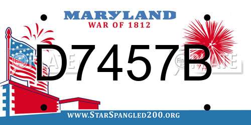 D7457B Maryland License Plate