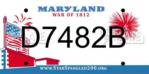 D7482B Maryland License Plate