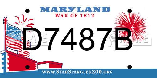 D7487B Maryland License Plate