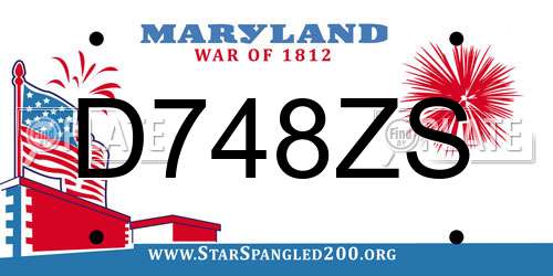 D748ZS Maryland License Plate