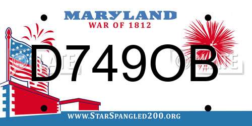 D749OB Maryland License Plate