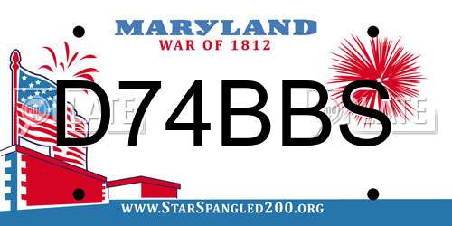 D74BBS Maryland License Plate