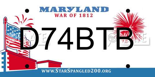 D74BTB Maryland License Plate