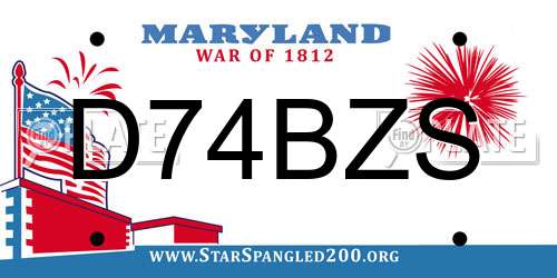 D74BZS Maryland License Plate