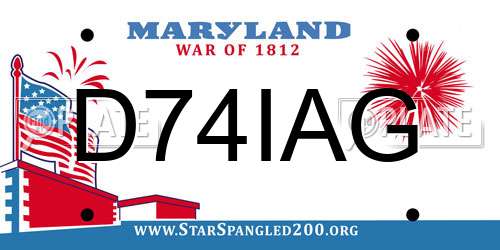 D74IAG Maryland License Plate