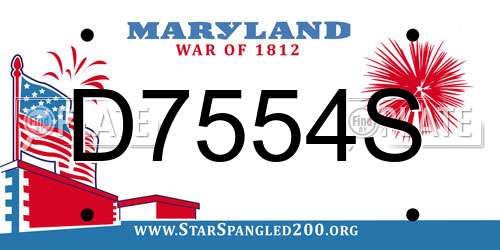 D7554S Maryland License Plate