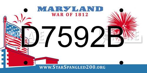 D7592B Maryland License Plate
