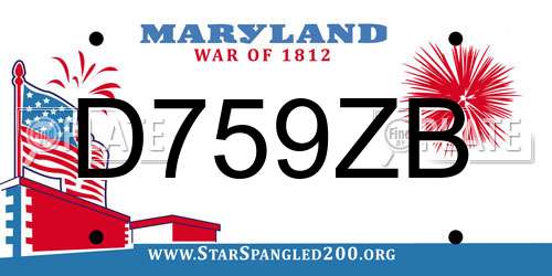 D759ZB Maryland License Plate