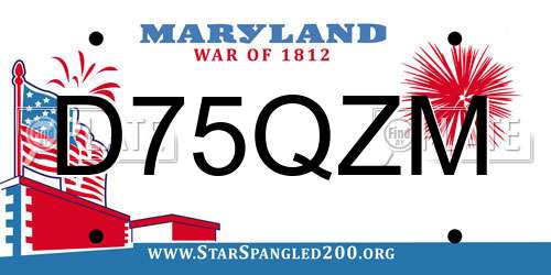 D75QZM Maryland License Plate