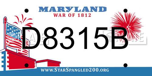 D8315B Maryland License Plate