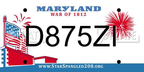 D875ZI Maryland License Plate