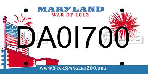 DA0I700 Maryland License Plate