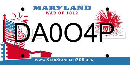 DA0O4P Maryland License Plate