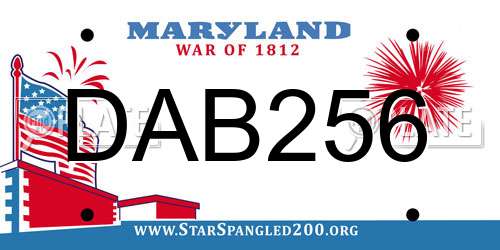 DAB256 Maryland License Plate