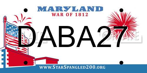 DABA27 Maryland License Plate